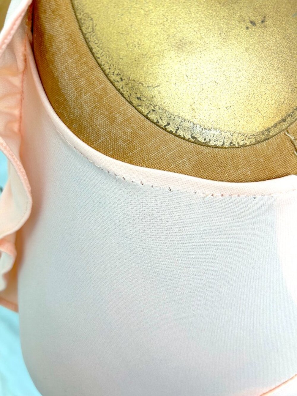 Vintage Peach Maxi Dress, Ruffle Neck Empire Waist, Romantic Bridesmaid Gown - Picture 9 of 9